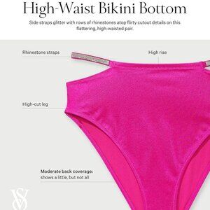 Victoria's Secret Shine Strap High-Waist Cheeky Bikini Bottom Berry New w/ Tags!